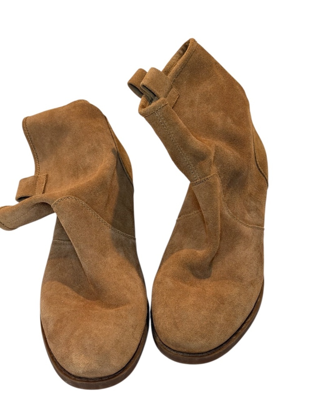 Sole Society Tan Suede Ankle Boots Size 10 Stacked Heel Booties - Picture 4 of 6